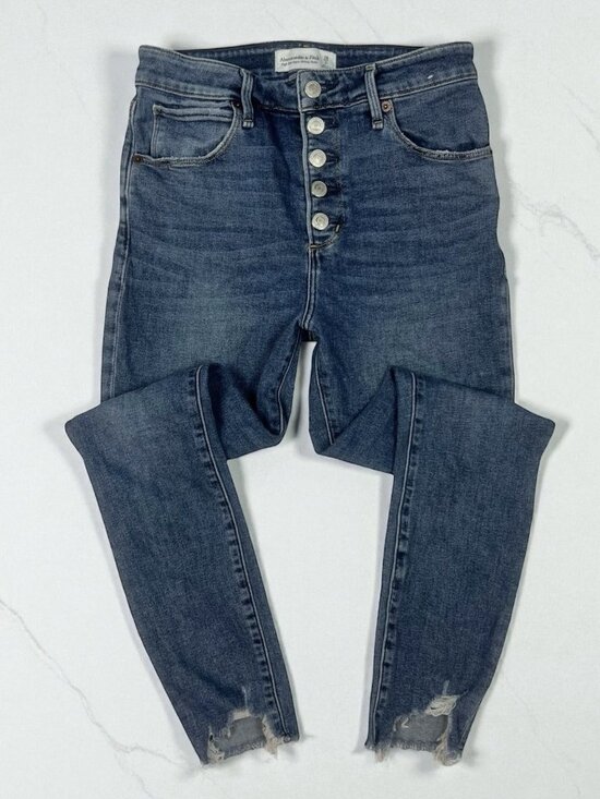 Abercrombie & Fitch High Rise Super Skinny Ankle Jeans Size 2/26 Button Fly - Picture 1 of 11